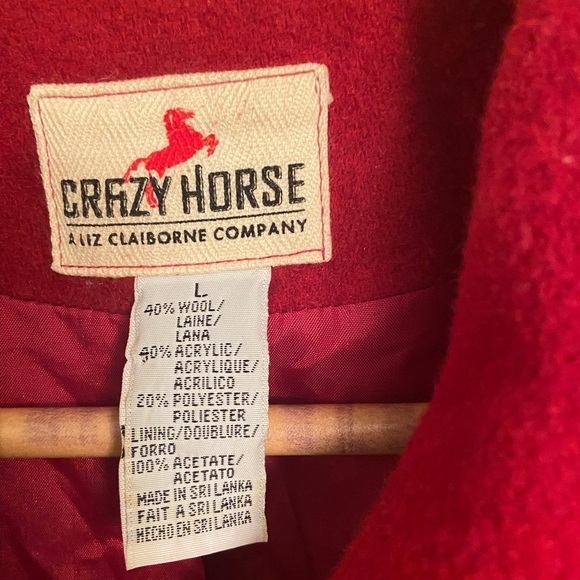 Vintage Red Wool Blend Crazy Horse Zip Front Blazer - Picture 5 of 5